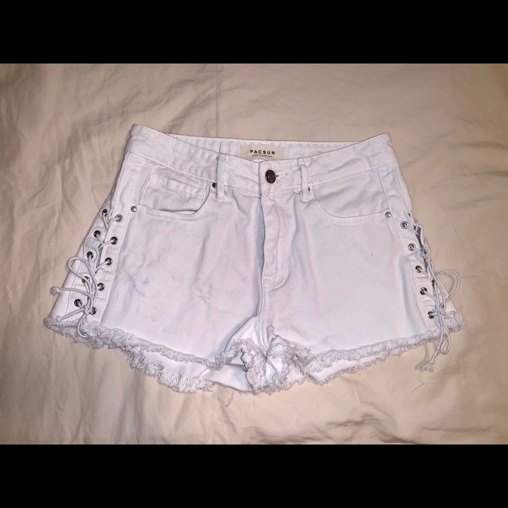 white high rise jean shorts